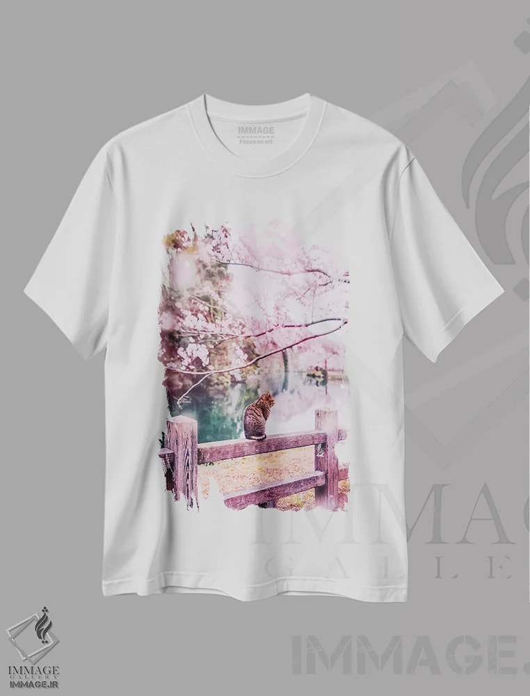 تیشرت سفید طرح دار – تیشرت طبیعت ,لطیف و صورتی اثر هوبوپیبا immage.ir