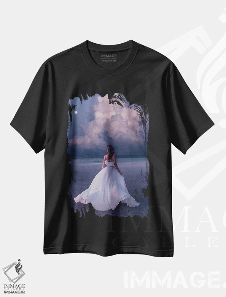 تیشرت مشکی طرح دار – تیشرت سوررئالیستی ,رویا در هواست اثر هوبوپیبا فروشگاه ایماژ