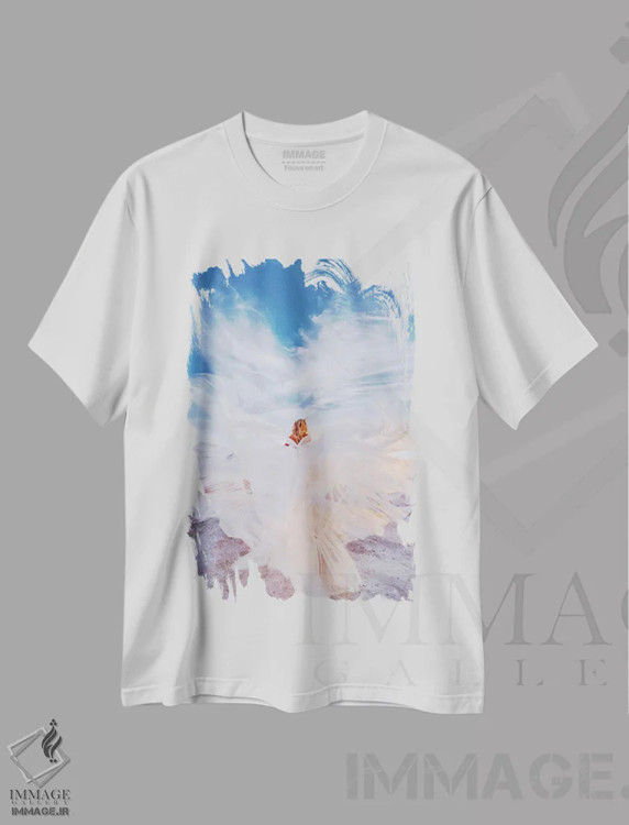 تیشرت سفید طرح دار – تیشرت فانتزی ,ابرهای زیبا در آسمان دیوانه اثر هوبوپیبا فروشگاه ایماژ