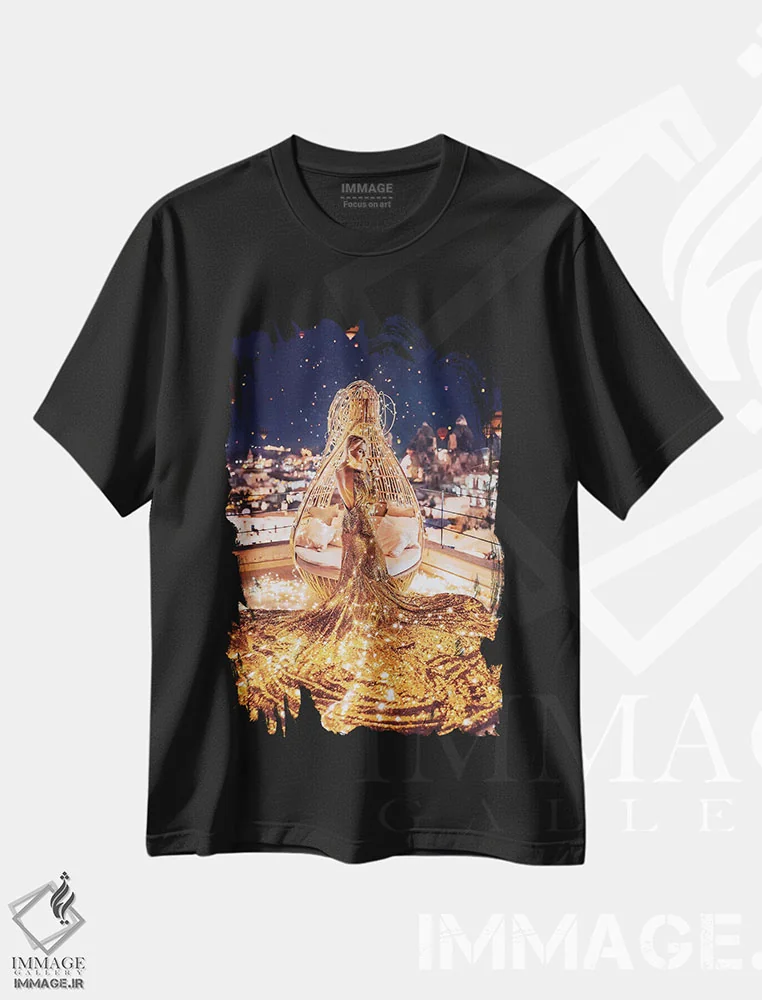 تیشرت مشکی طرح دار – تیشرت الهام بخش ,میلیون ها چراغ اثر هوبوپیبا فروشگاه ایماژ