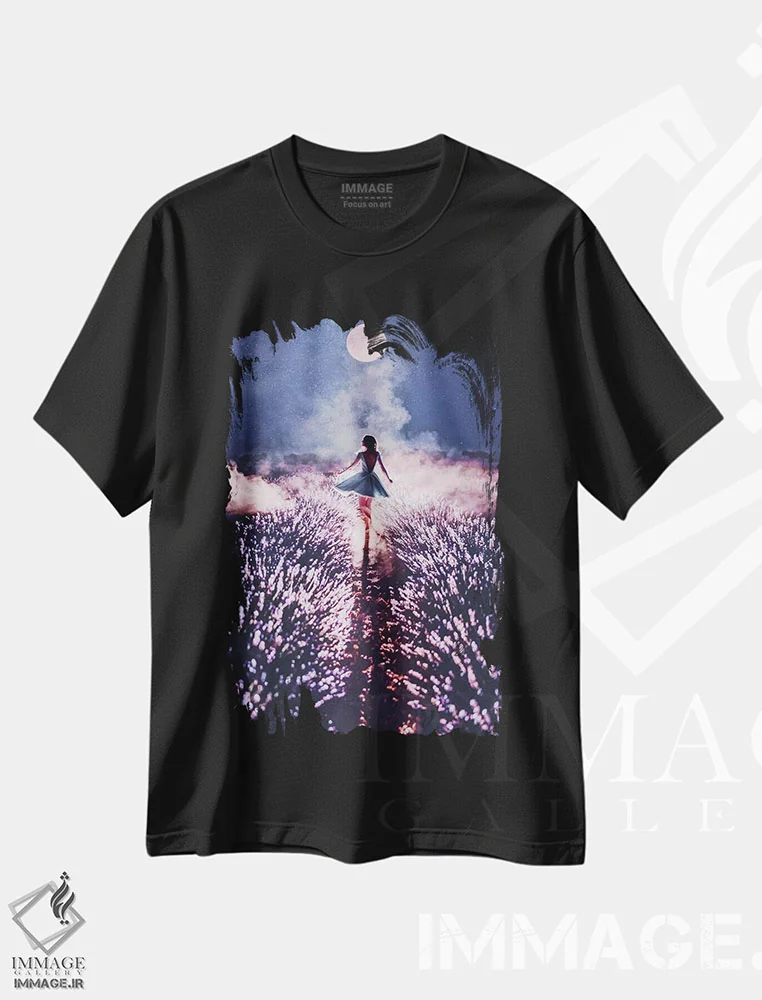 تیشرت مشکی طرح دار – تیشرت هنری فانتزی ,رقص حال و هوای جادویی اثر هوبوپیبا immage.ir