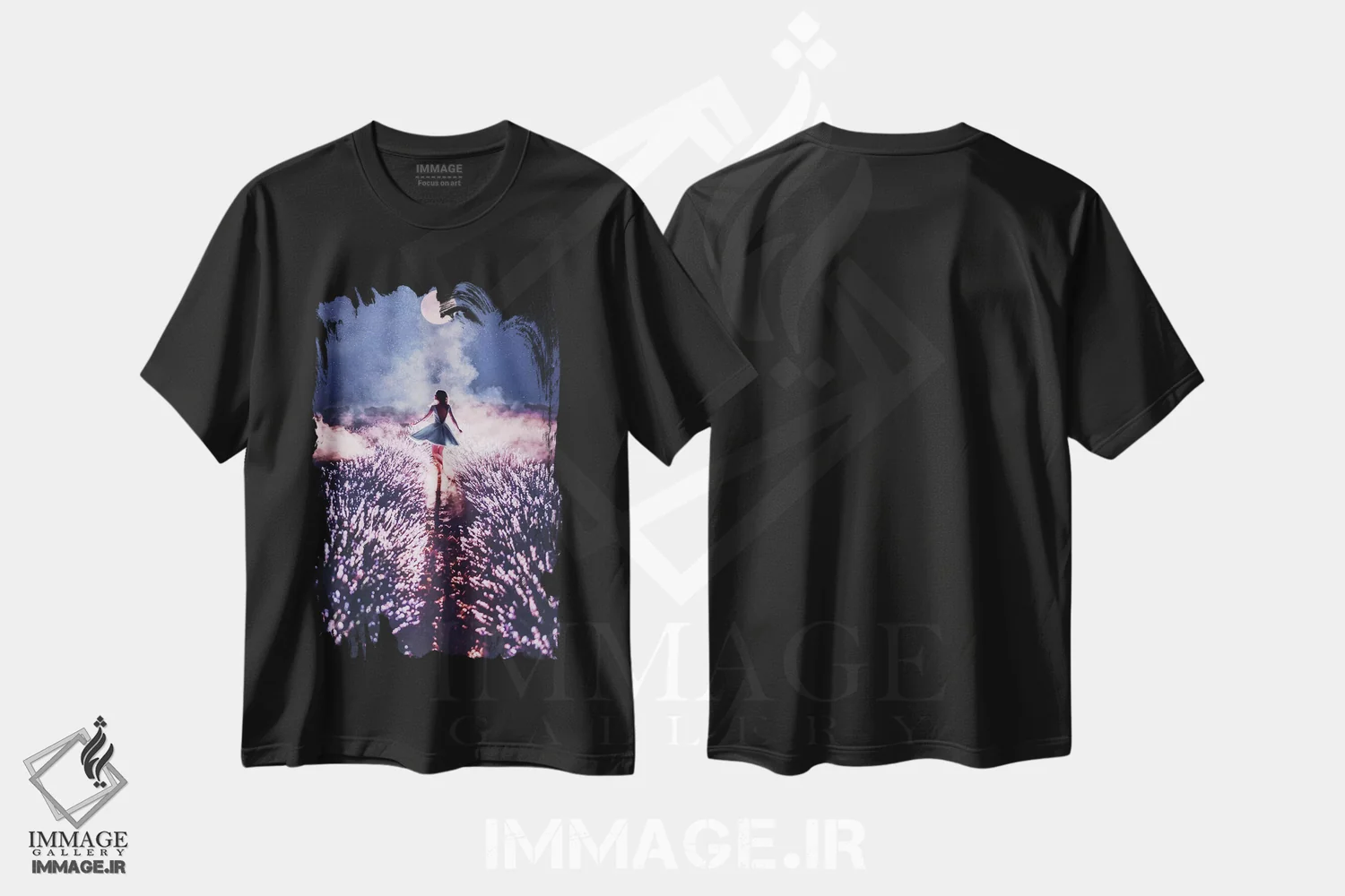 تیشرت مشکی طرح دار – تیشرت هنری فانتزی ,رقص حال و هوای جادویی اثر هوبوپیبا immage.ir