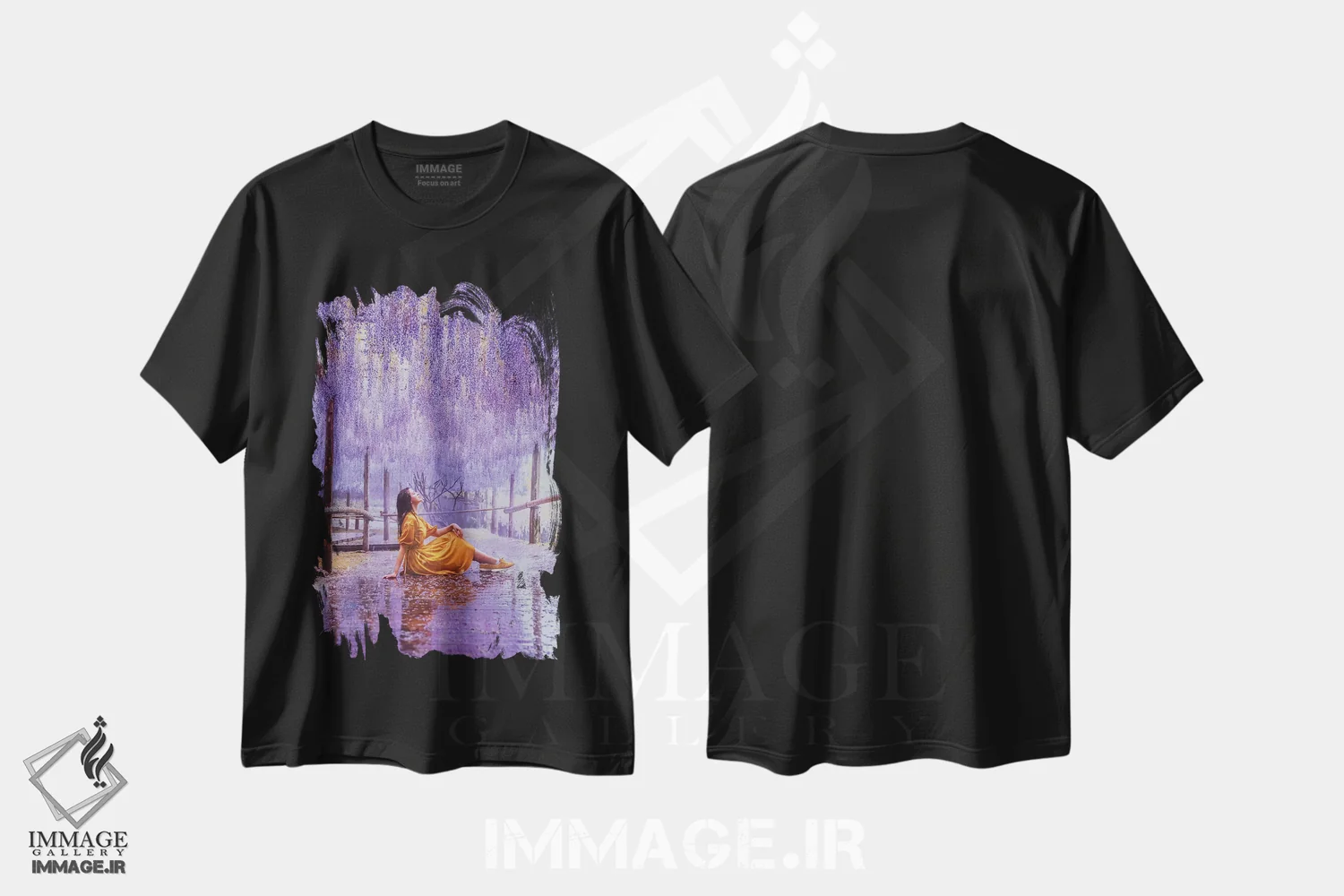 تیشرت مشکی طرح دار – تیشرت هنری ,این باران مثل عطر با طعم ویستریاست اثر هوبوپیبا فروشگاه ایماژ