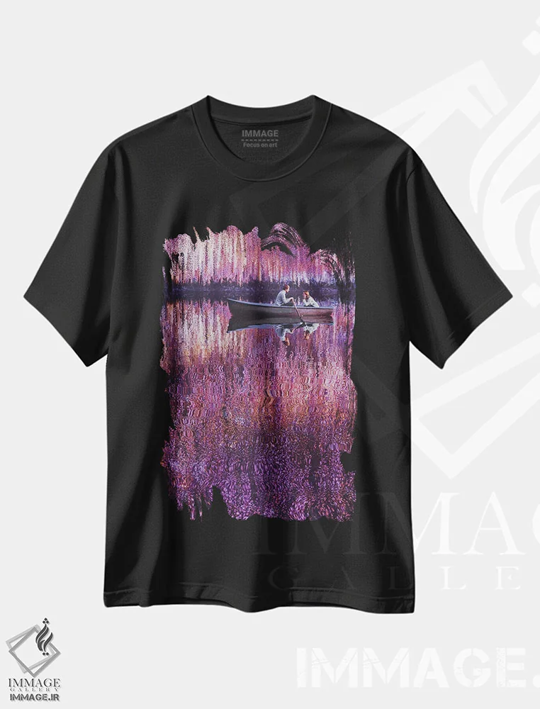 تیشرت مشکی طرح دار – تیشرت هنری ,امپرسیونیسم ویستریا اثر هوبوپیبا فروشگاه ایماژ