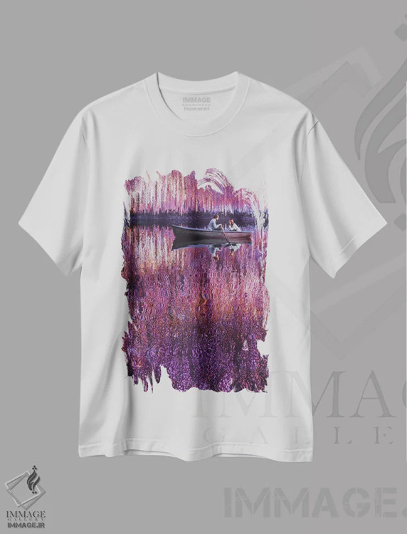 تیشرت سفید طرح دار – تیشرت هنری ,امپرسیونیسم ویستریا اثر هوبوپیبا immage.ir