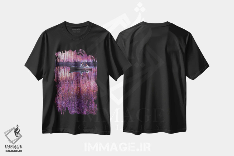 تیشرت مشکی طرح دار – تیشرت هنری ,امپرسیونیسم ویستریا اثر هوبوپیبا فروشگاه ایماژ