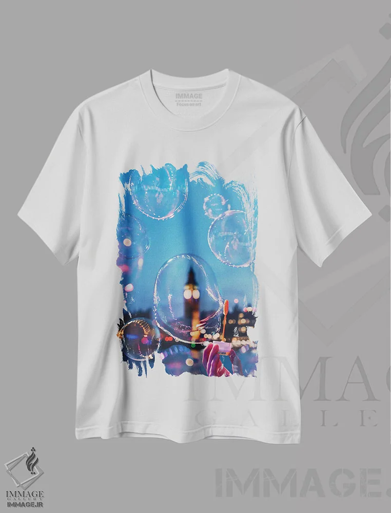 تیشرت سفید طرح دار – تیشرت فانتزی ,حباب بن اثر هوبوپیبا فروشگاه ایماژ