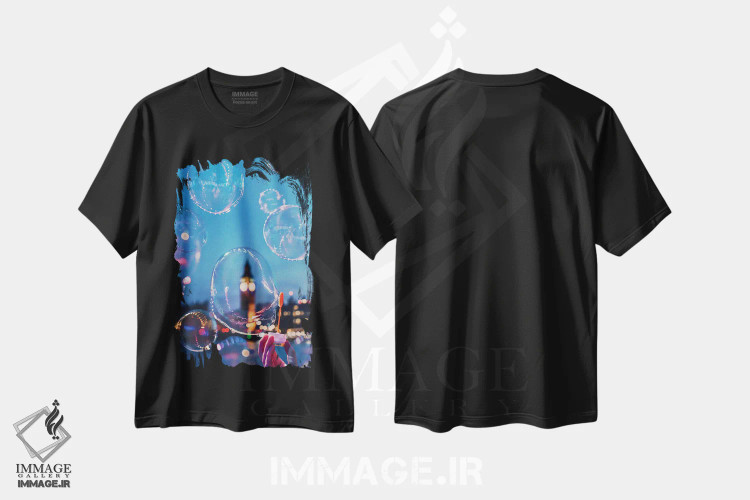 تیشرت مشکی طرح دار – تیشرت فانتزی ,حباب بن اثر هوبوپیبا immage.ir