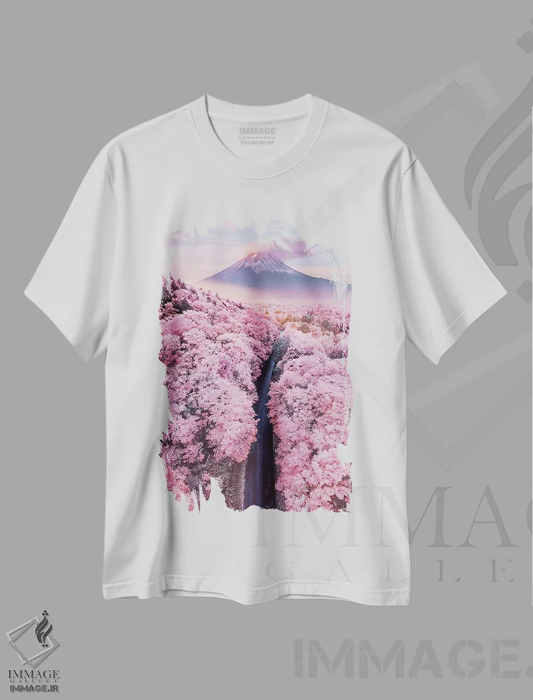 تیشرت سفید طرح دار – تیشرت گل دار ,"درباره صورتی بی پایان" اثر هوبوپیبا فروشگاه ایماژ