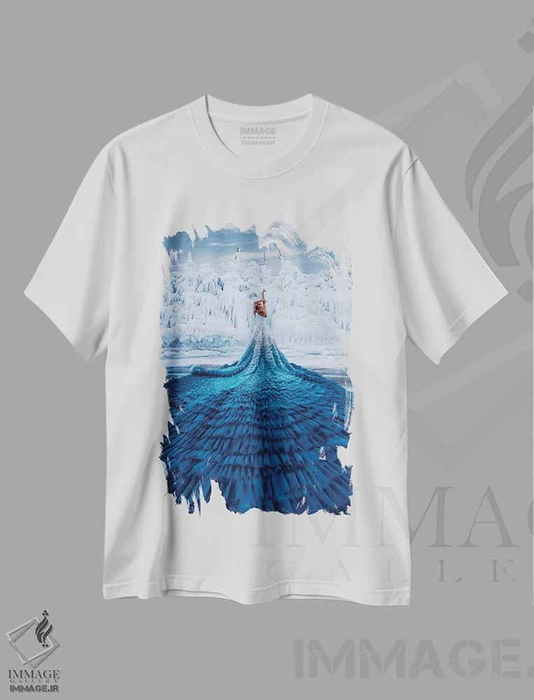 تیشرت سفید طرح دار – تیشرت طبیعت ,"بایکالیان" اثر هوبوپیبا immage.ir