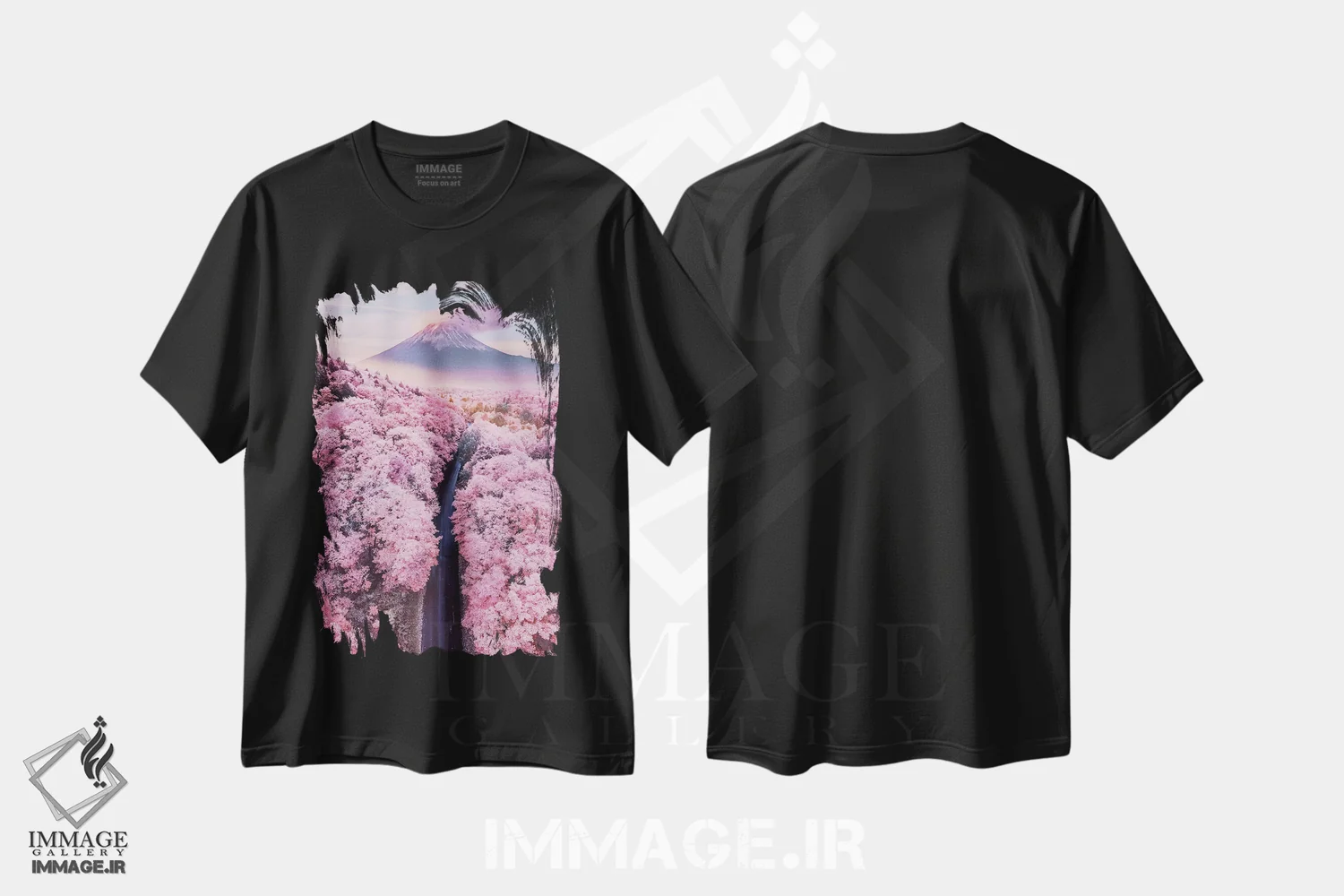 تیشرت مشکی طرح دار – تیشرت گل دار ,"درباره صورتی بی پایان" اثر هوبوپیبا immage.ir
