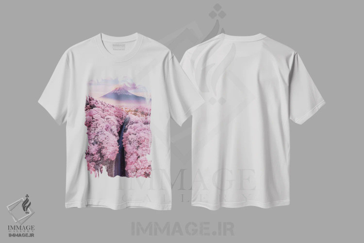 تیشرت سفید طرح دار – تیشرت گل دار ,"درباره صورتی بی پایان" اثر هوبوپیبا فروشگاه ایماژ