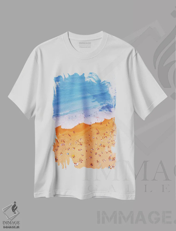 تیشرت سفید طرح دار – تیشرت طبیعت ,"اقیانوس از بالا مانند نقاشی " اثر هوبوپیبا immage.ir