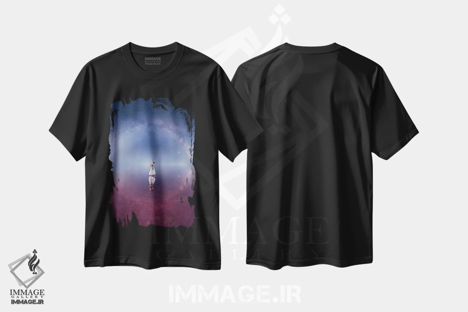 تیشرت مشکی طرح دار – تیشرت فضایی ,"کهکشان در ماه ژوئیه" اثر هوبوپیبا immage.ir
