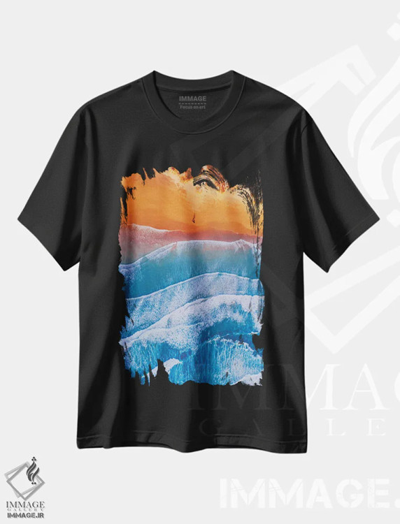 تیشرت مشکی طرح دار – تیشرت ساحلی ,"اقیانوس از بالا مانند نقاشی " اثر هوبوپیبا immage.ir