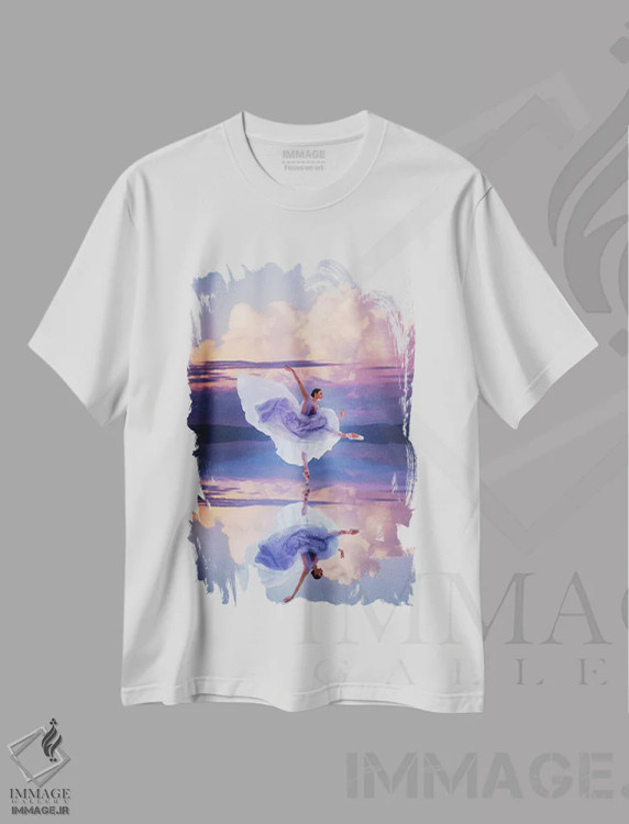 تیشرت سفید طرح دار – تیشرت هنری ,"رقص در هر جای زیبایی" اثر هوبوپیبا فروشگاه ایماژ