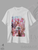 تیشرت سفید طرح دار – تیشرت طبیعت ,"فصل شکوفه دادن در سقطرا" اثر هوبوپیبا فروشگاه ایماژ