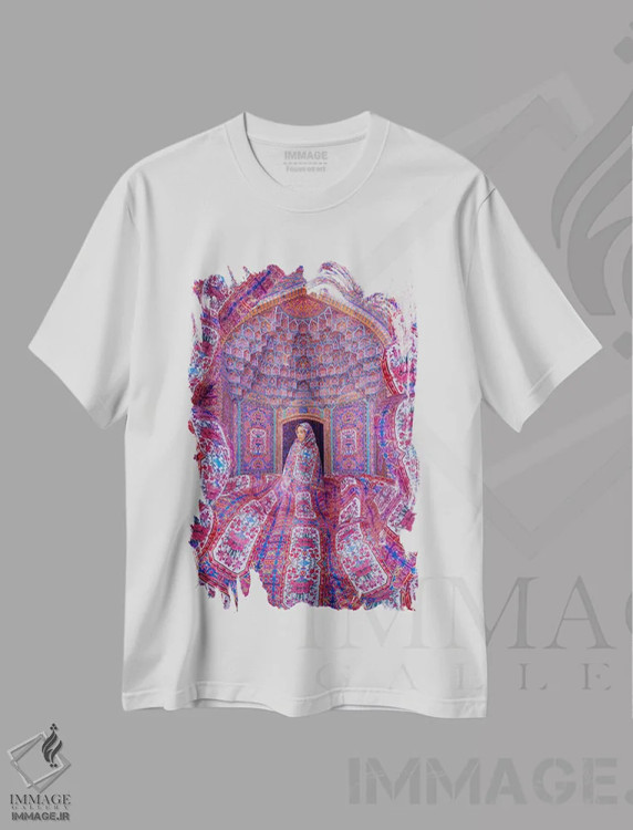 تیشرت سفید طرح دار – تیشرت هنری ,"مسجد صورتی" اثر هوبوپیبا فروشگاه ایماژ