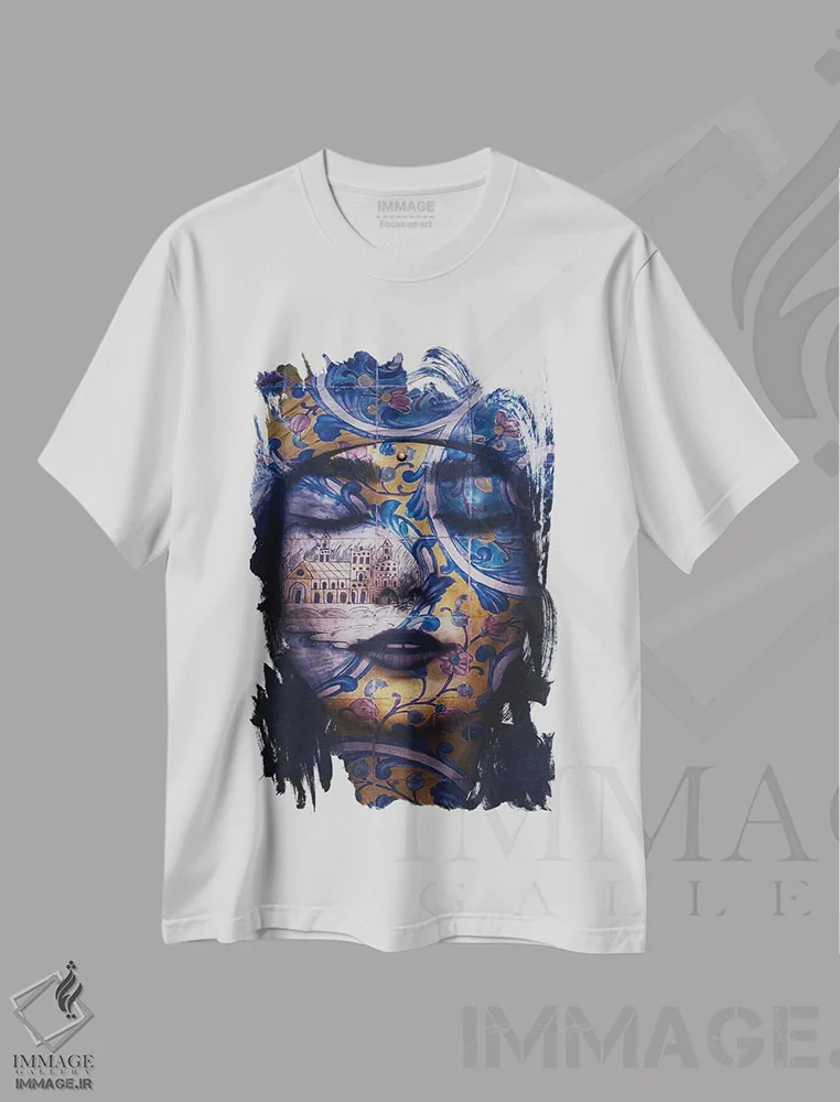 تیشرت سفید طرح دار – تیشرت هنری ,"زنان زندگی آزادی " اثر هوبوپیبا فروشگاه ایماژ