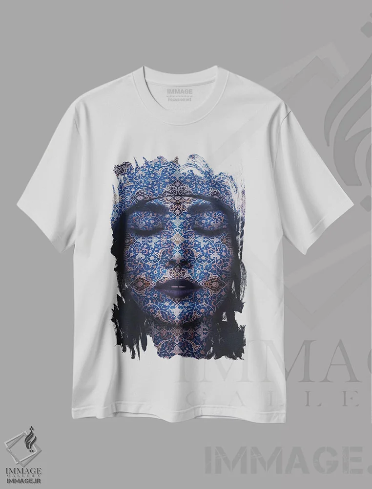 تیشرت سفید طرح دار – تیشرت هنری ,"زنان زندگی آزادی " اثر هوبوپیبا فروشگاه ایماژ