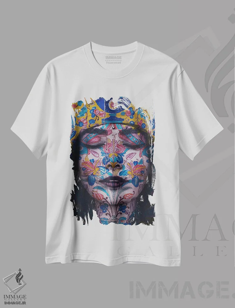 تیشرت سفید طرح دار – تیشرت گرافیکی ,"زنان زندگی آزادی " اثر هوبوپیبا immage.ir