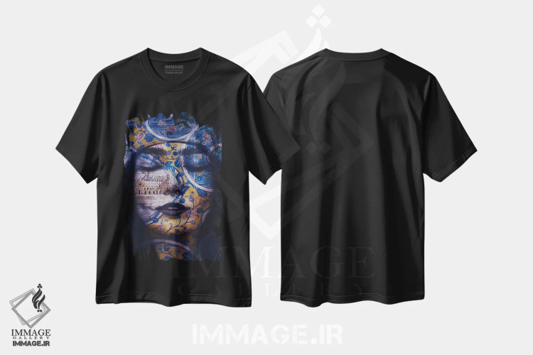 تیشرت مشکی طرح دار – تیشرت هنری ,"زنان زندگی آزادی " اثر هوبوپیبا immage.ir