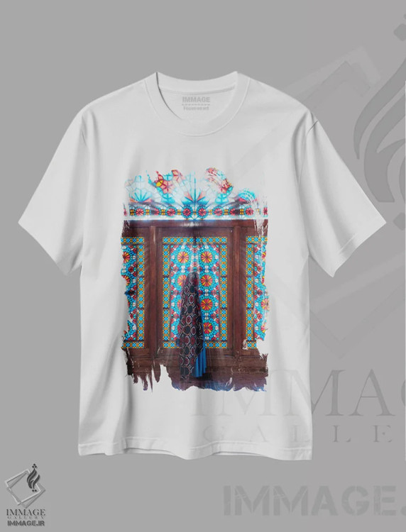 تیشرت سفید طرح دار – تیشرت معماری ,"کاخ یزد" اثر هوبوپیبا immage.ir