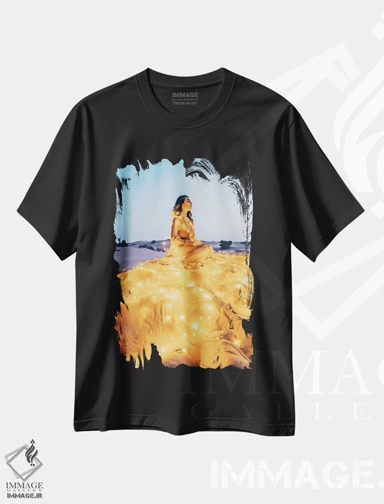 تیشرت مشکی طرح دار – تیشرت فانتزی ,"ستاره کویر" اثر هوبوپیبا immage.ir