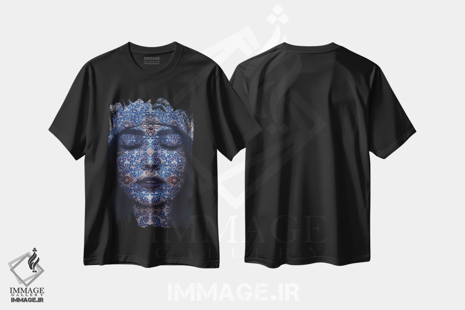 تیشرت مشکی طرح دار – تیشرت هنری ,"زنان زندگی آزادی " اثر هوبوپیبا immage.ir