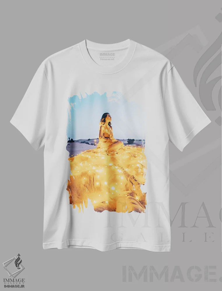 تیشرت سفید طرح دار – تیشرت فانتزی ,"ستاره کویر" اثر هوبوپیبا فروشگاه ایماژ