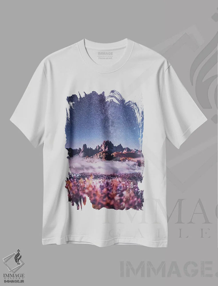 تیشرت سفید طرح دار – تیشرت طبیعت ,"جادوی دولومیت ها" اثر هوبوپیبا immage.ir