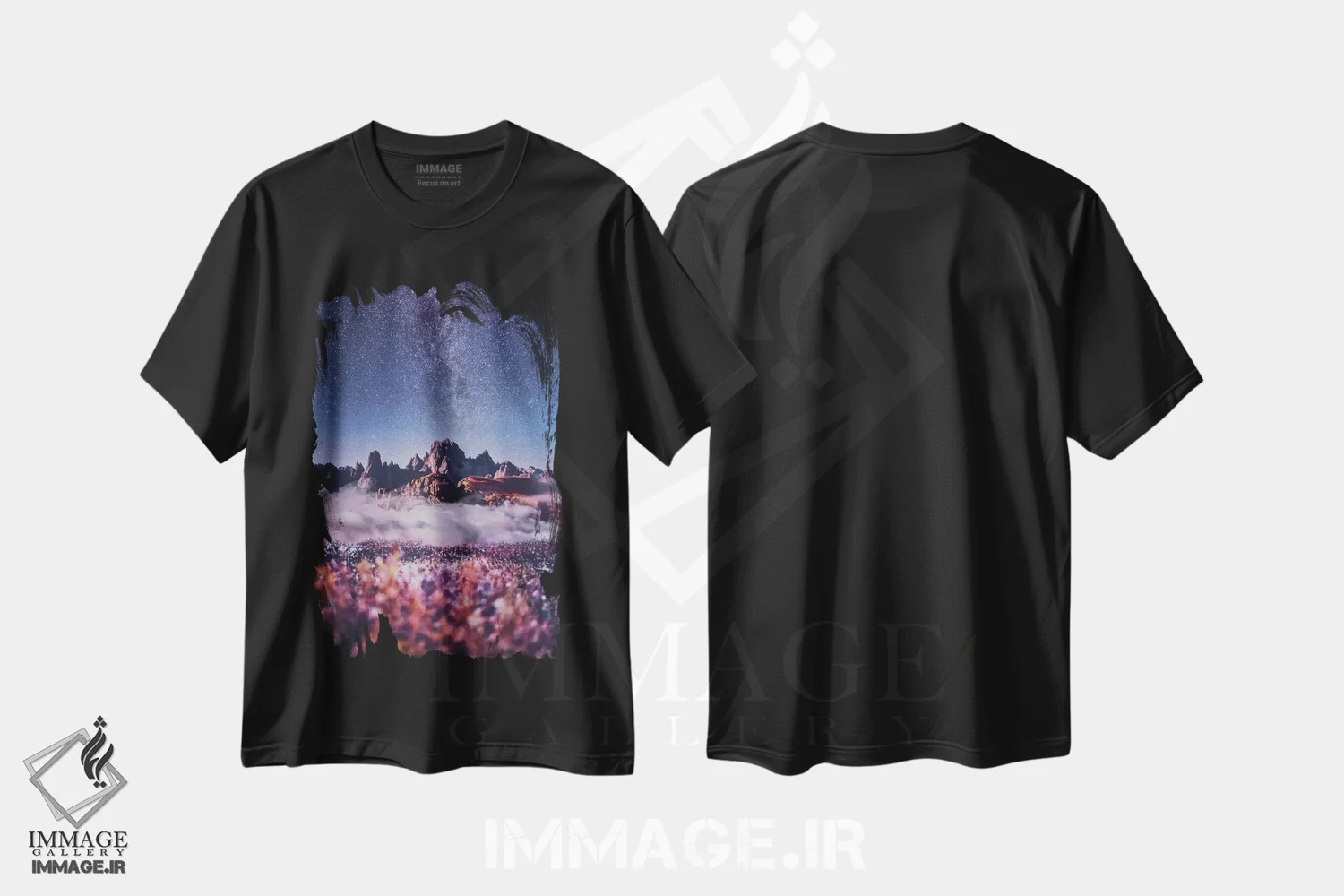 تیشرت مشکی طرح دار – تیشرت طبیعت ,"جادوی دولومیت ها" اثر هوبوپیبا فروشگاه ایماژ