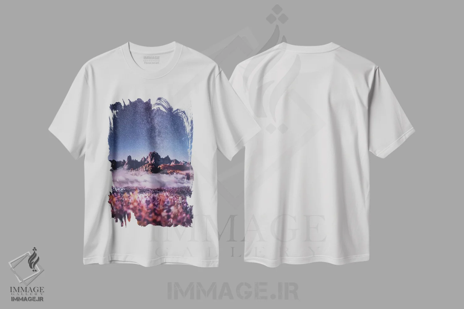 تیشرت سفید طرح دار – تیشرت طبیعت ,"جادوی دولومیت ها" اثر هوبوپیبا immage.ir