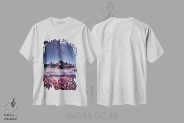 تیشرت سفید طرح دار – تیشرت طبیعت ,"جادوی دولومیت ها" اثر هوبوپیبا immage.ir