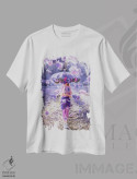 تیشرت سفید طرح دار – تیشرت فانتزی ,"باران گل ها" اثر هوبوپیبا immage.ir