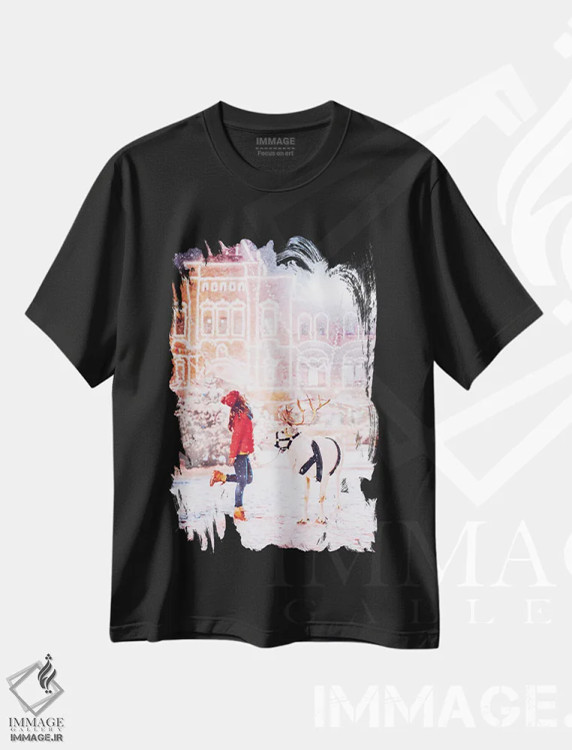 تیشرت مشکی طرح دار – تیشرت حیوانات ,"گردا" اثر هوبوپیبا immage.ir