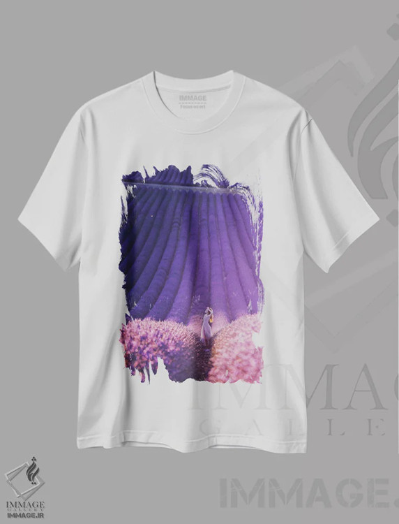 تیشرت سفید طرح دار – تیشرت گلدار ,"مزرعه اسطوخودوس" اثر هوبوپیبا فروشگاه ایماژ
