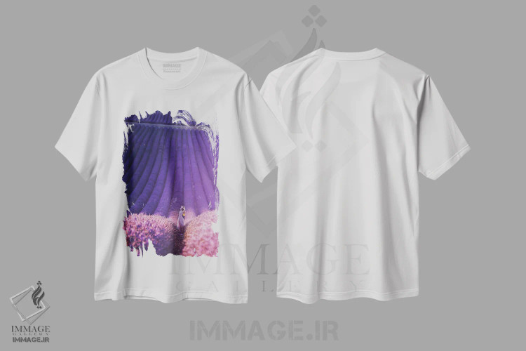 تیشرت سفید طرح دار – تیشرت گلدار ,"مزرعه اسطوخودوس" اثر هوبوپیبا فروشگاه ایماژ