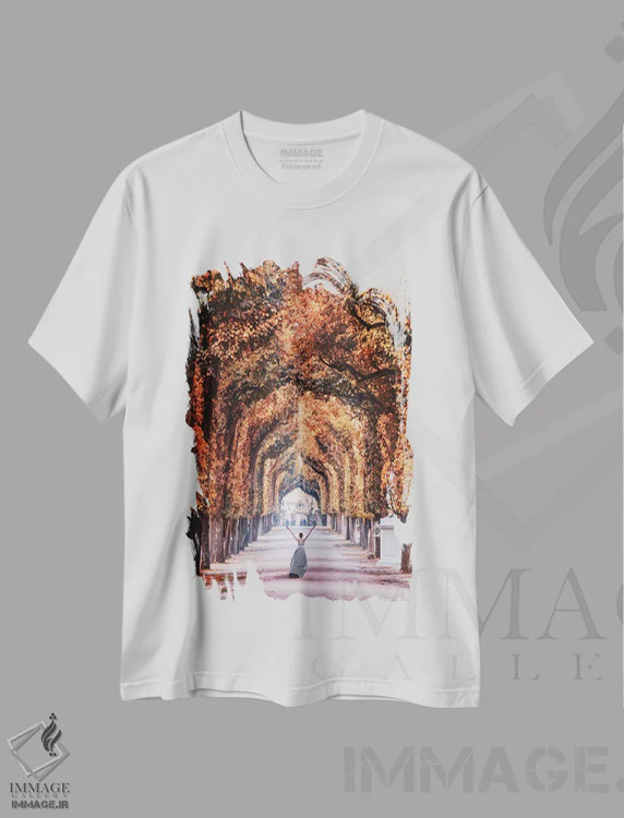 تیشرت سفید طرح دار – تیشرت پاییزی ,"پاییز در وین" اثر هوبوپیبا immage.ir