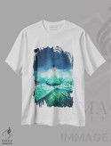 تیشرت سفید طرح دار – تیشرت مدرن ,"زندگی بر روی دریاچه بایکال" اثر هوبوپیبا فروشگاه ایماژ