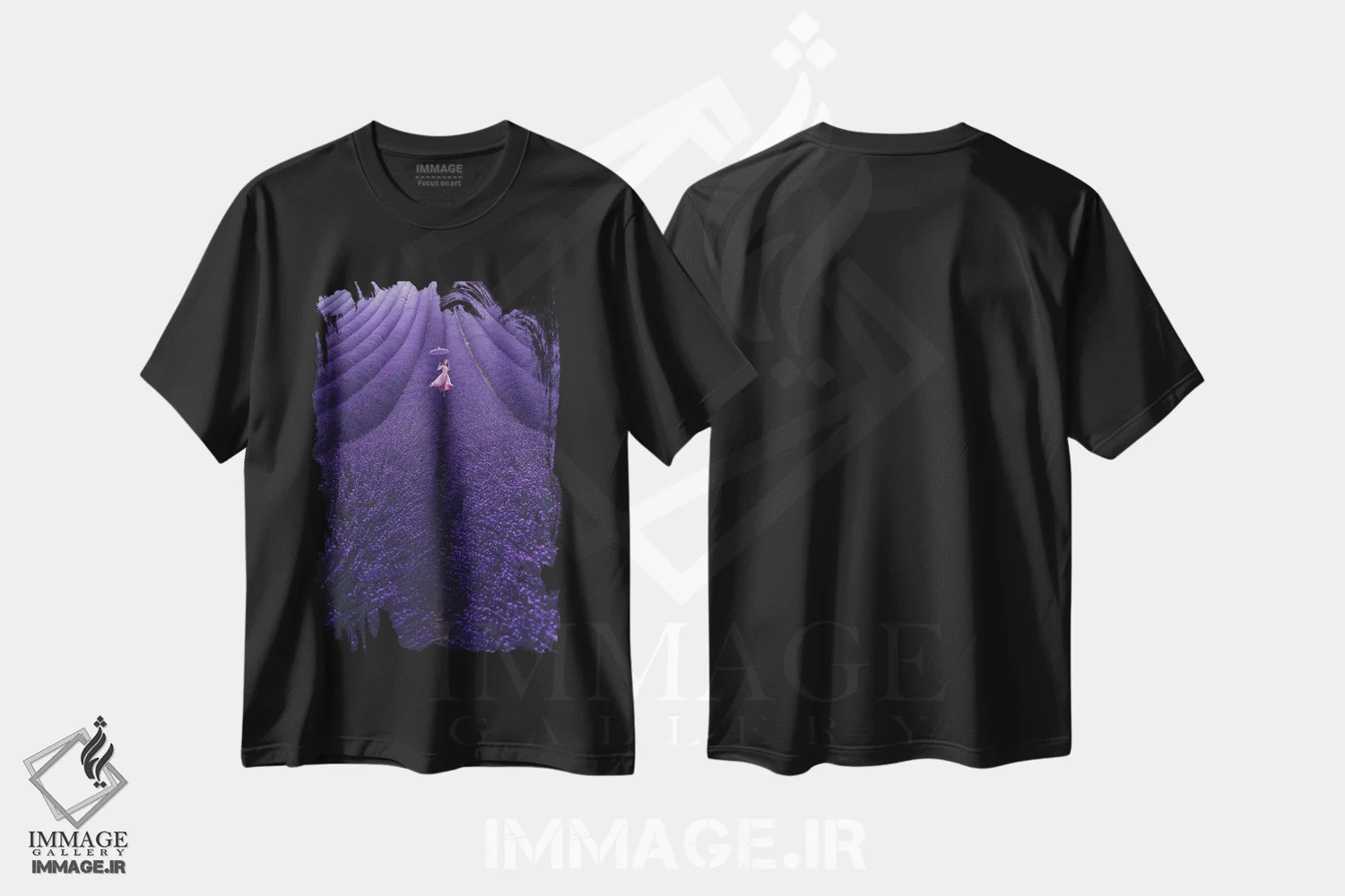 تیشرت مشکی طرح دار – تیشرت طبیعت ,"اسطوخودوس فرانسه" اثر هوبوپیبا فروشگاه ایماژ