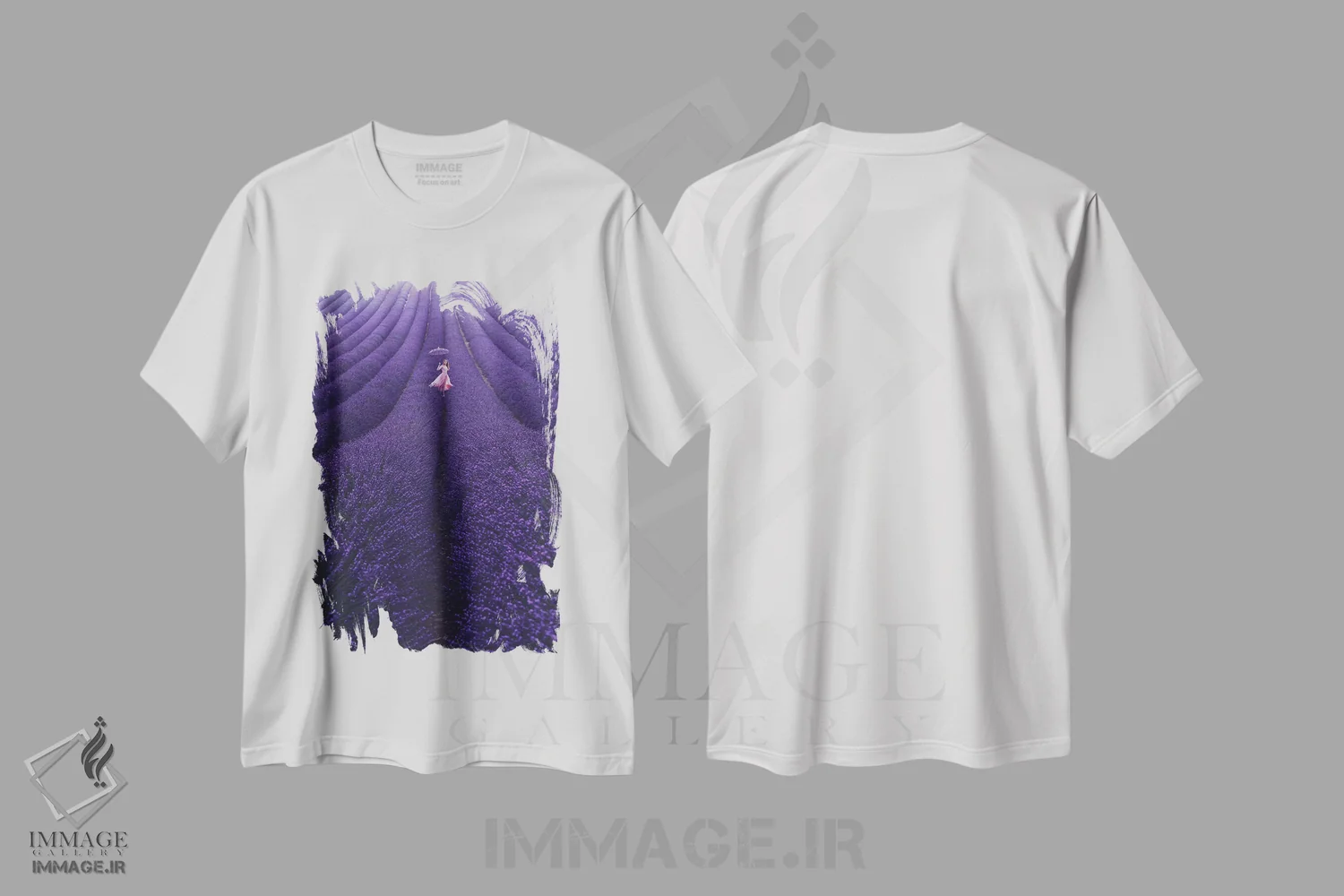 تیشرت سفید طرح دار – تیشرت طبیعت ,"اسطوخودوس فرانسه" اثر هوبوپیبا immage.ir