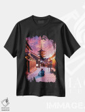 تیشرت مشکی طرح دار – تیشرت شهری ,"گم شده در کیوتو" اثر هوبوپیبا فروشگاه ایماژ