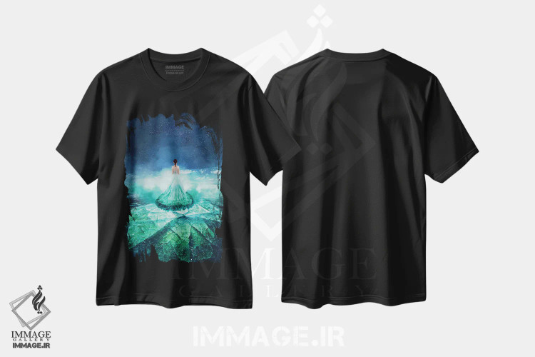 تیشرت مشکی طرح دار – تیشرت مدرن ,"زندگی بر روی دریاچه بایکال" اثر هوبوپیبا immage.ir