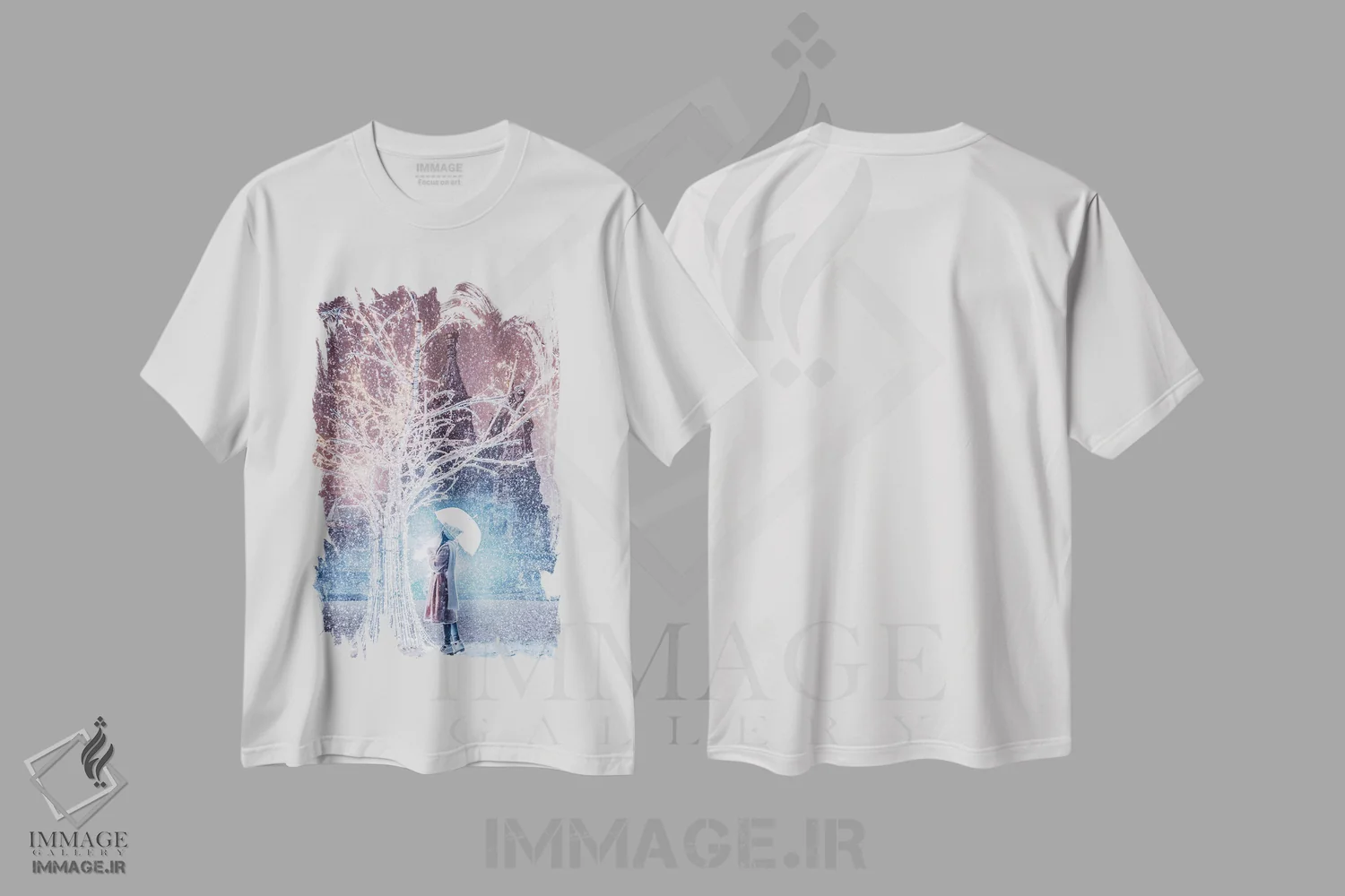 تیشرت سفید طرح دار – تیشرت هنری ,"بارش برف جادویی در مسکو" اثر هوبوپیبا immage.ir