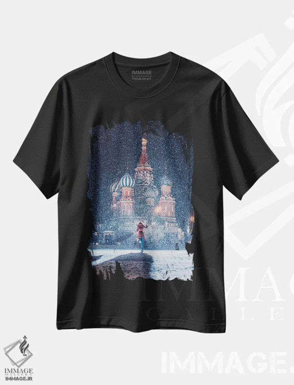 تیشرت مشکی طرح دار – تیشرت فانتزی ,"مسکو مانند داستان پریان" اثر هوبوپیبا فروشگاه ایماژ