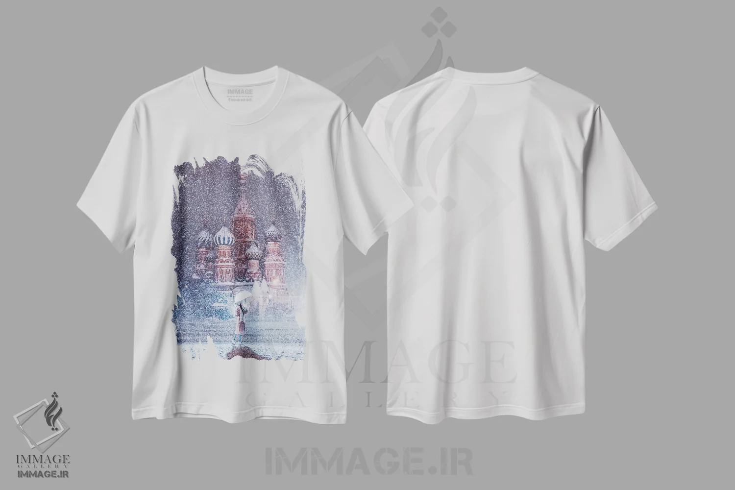 تیشرت سفید طرح دار – تیشرت زمستانی ,"بارش برف مسکو" اثر هوبوپیبا فروشگاه ایماژ