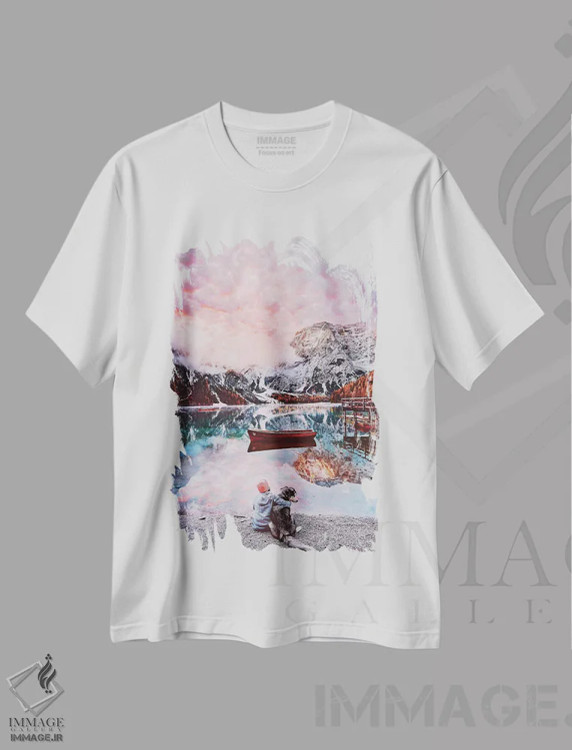 تیشرت سفید طرح دار – تیشرت طبیعت ,"یک لحظه زیبا در دریاچه برایس" اثر هوبوپیبا فروشگاه ایماژ