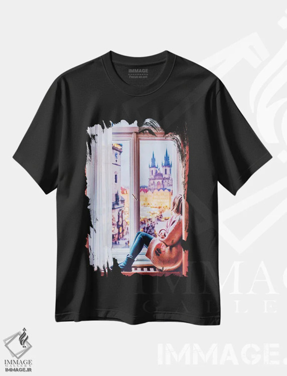 تیشرت مشکی طرح دار – تیشرت شهری ,"نمای پراگ" اثر هوبوپیبا فروشگاه ایماژ
