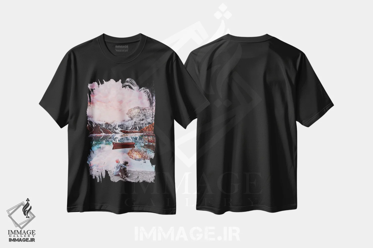 تیشرت مشکی طرح دار – تیشرت طبیعت ,"یک لحظه زیبا در دریاچه برایس" اثر هوبوپیبا immage.ir